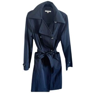 Y-London Double Breasted Epaulet Trench Coat Classic Black Trench Coat Sz Small